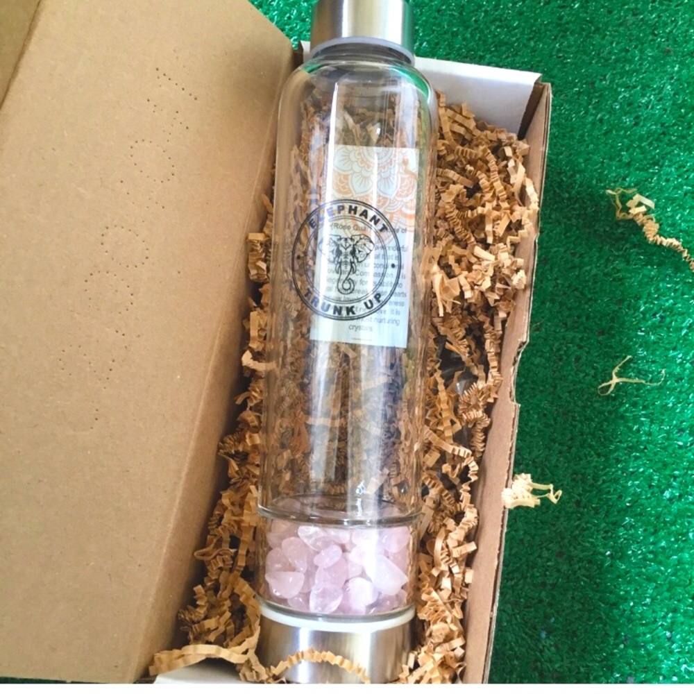 - Set of two crystal water bottles.